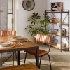Scaun dining Dario, structura metal negru, piele maro, H.78 cm, 157284A