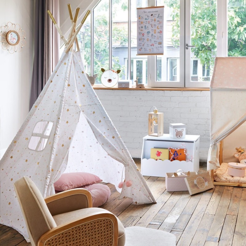 Cort alb/auriu cu stelute Teepee, H. 160 cm, 158563A