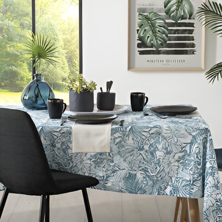 Fata de masa Jungle, poliester, bleu, 140x240 cm, 163930H