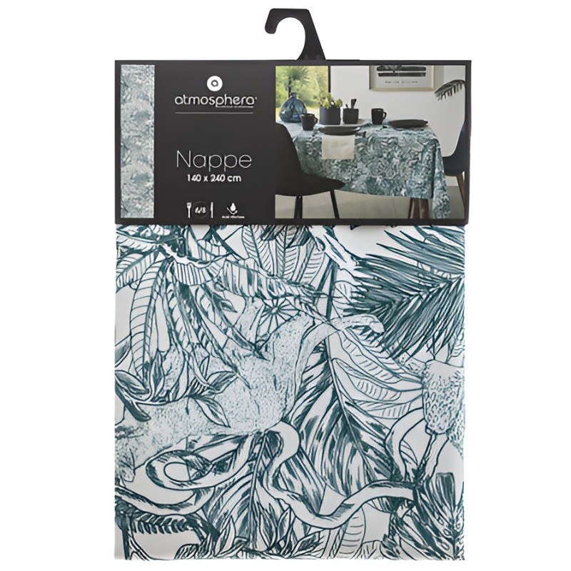 Fata de masa Jungle, poliester, bleu, 140x240 cm, 163930H