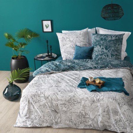 Lenjerie de pat Jungle, 2 persoane, 3 piese, bumbac, alb/negru, 260x240 cm, 163999