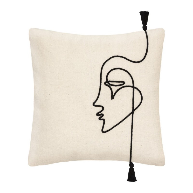 Husa de perna Face, bumbac, alb ivoar, 40x40 cm, 164007H