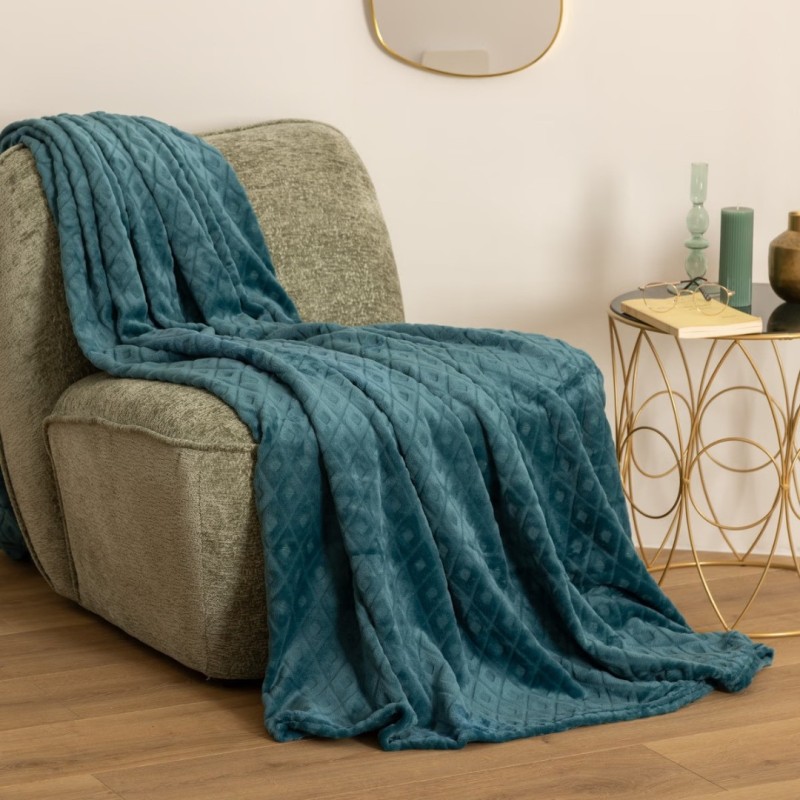 Patura Losange, poliester, bleu, 180x230 cm, 164045Q