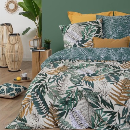 Lenjerie de pat Tropik, 2 persoane, 3 piese, bumbac, verde, 240x220 cm, 164109