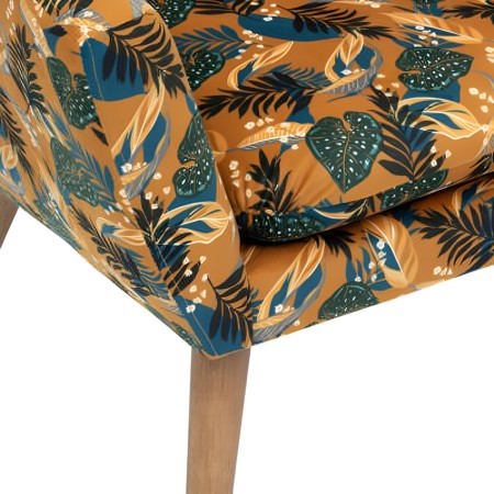 Fotoliu material textil Sango, model exotic, picioare lemn natur, H. 83 cm, 166571A