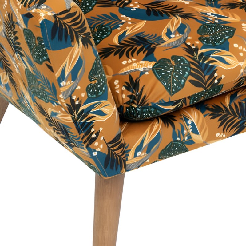 Fotoliu material textil Sango, model exotic, picioare lemn natur, H. 83 cm, 166571A