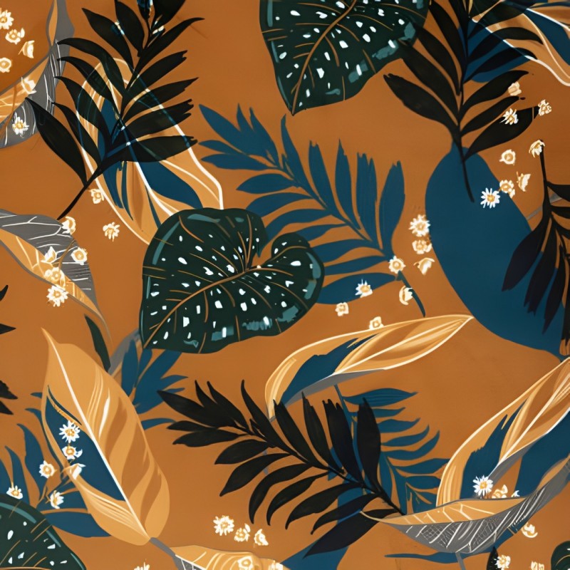 Fotoliu material textil Sango, model exotic, picioare lemn natur, H. 83 cm, 166571A