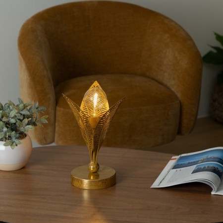 Lampa de masa Leaf, metal, auriu, H.25 cm, 173286