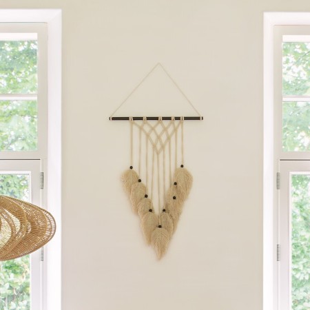 Decoratiune de perete Safari, lemn, bumbac, H.67 cm, 173891