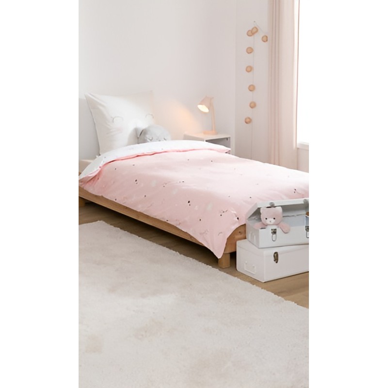 Set lenjerie de pat pentru copii Cat, bumbac, roz, 140x200 cm, 174018C