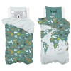 Set lenjerie de pat pentru copii World Map, bumbac, multicolor, 140x200 cm, 174018K