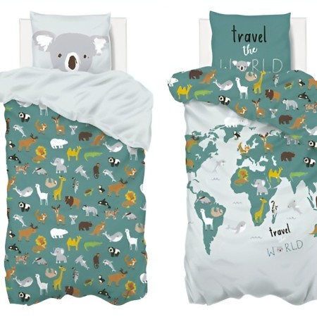 Set lenjerie de pat pentru copii World Map, bumbac, multicolor, 140x200 cm, 174018K