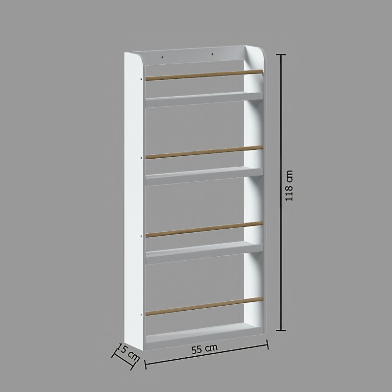 Etajera copii alba, lemn de pin si MDF, Alette, H. 118 cm, 174087
