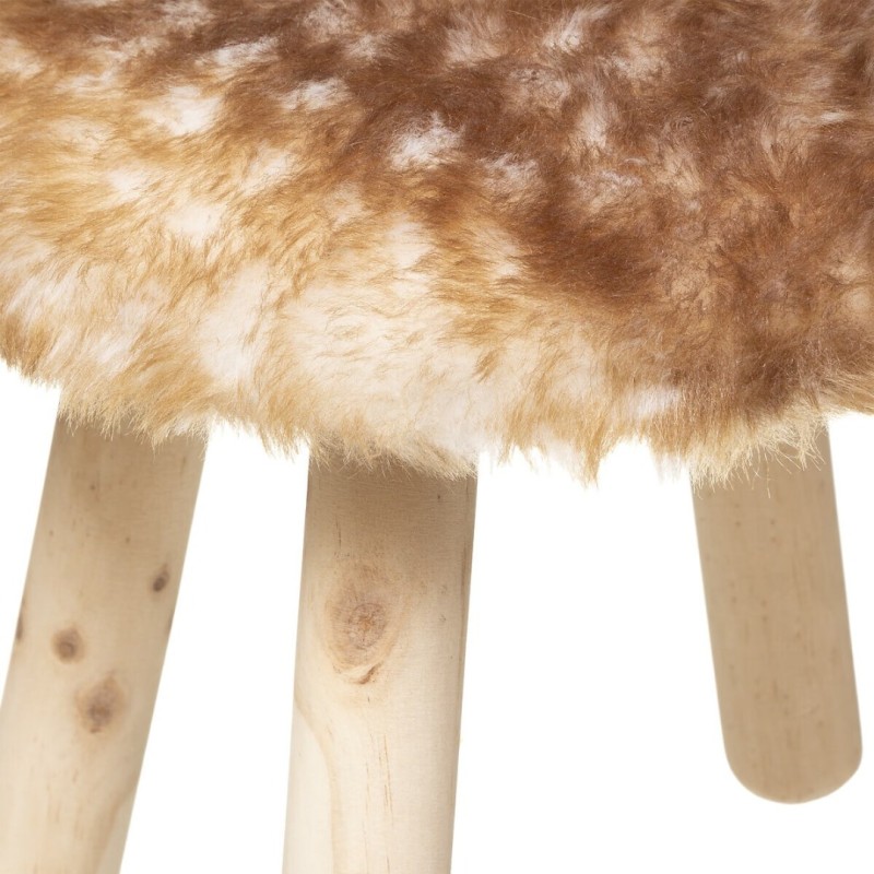 Taburet pentru copii Deer, blana artificială, bej, D.27 cm, 174276