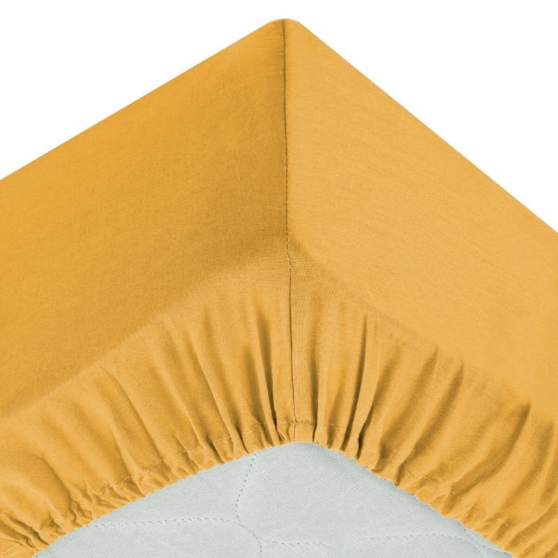 Husa saltea, bumbac, galben mustar, 160x200 cm, 178574R