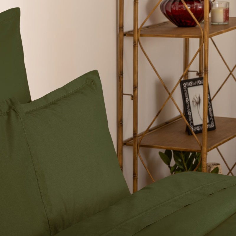 Cearceaf de pat, bumbac, verde khaki, 180x290 cm, 178575H