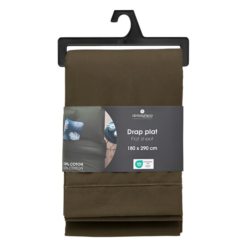 Cearceaf de pat, bumbac, verde khaki, 180x290 cm, 178575H