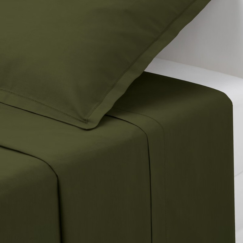 Cearceaf de pat, bumbac, verde khaki, 180x290 cm, 178575H