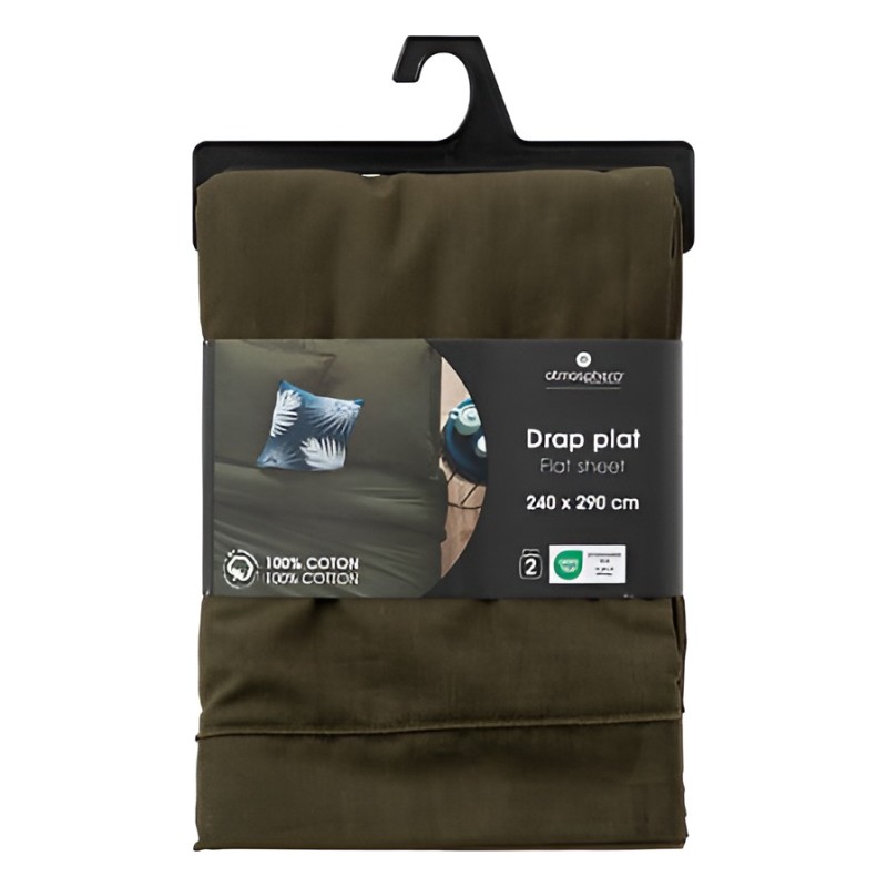 Cearceaf de pat, bumbac, verde khaki, 240x290 cm, 178576H