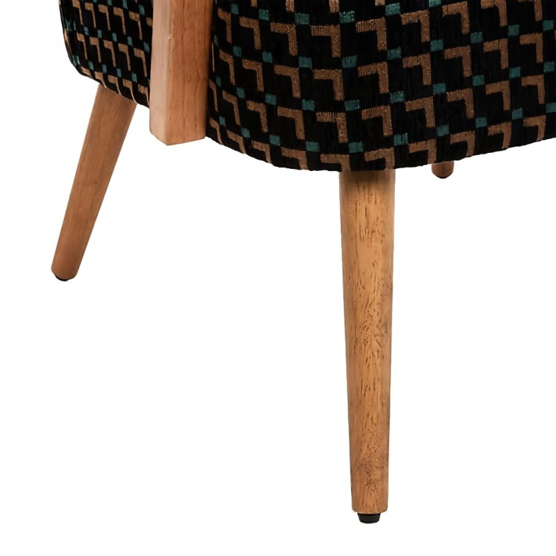 Fotoliu Chiara, lemn, șenil jacard negru, H.79 cm, 179150D