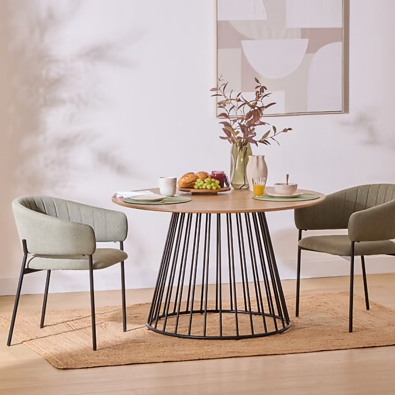 Masa dining Rayo, metal, bej, blat MDF, D.120 cm, 179166C