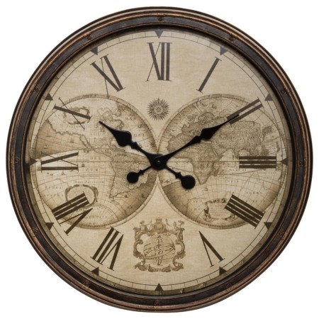 Ceas de perete Tomy, metal, sticla, maro, D.52 cm, 179402