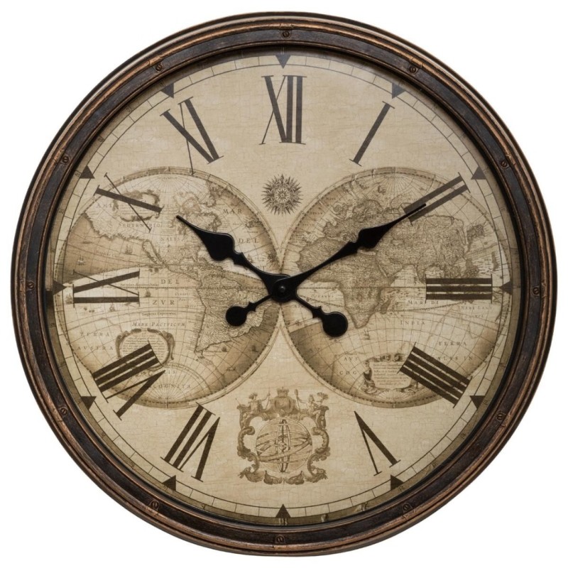 Ceas de perete Tomy, metal, sticla, maro, D.52 cm, 179402