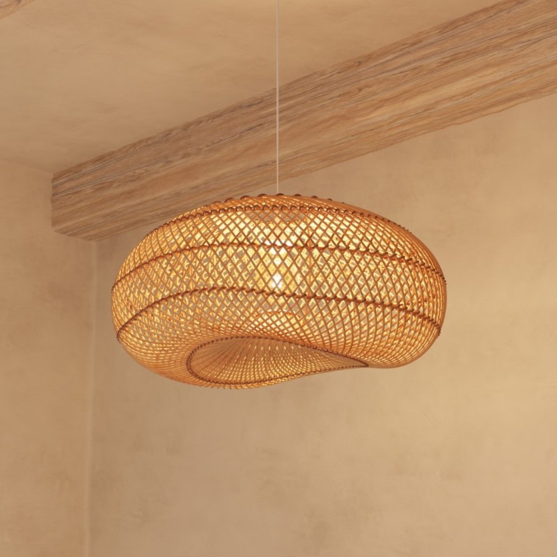 Suspensie Jeny, metal, ratan, natural, 1XE27, D.68 cm, 182519