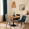 Scaun dining Sirac, picioare din metal negru, textil albastru, H.83 cm, 184905C