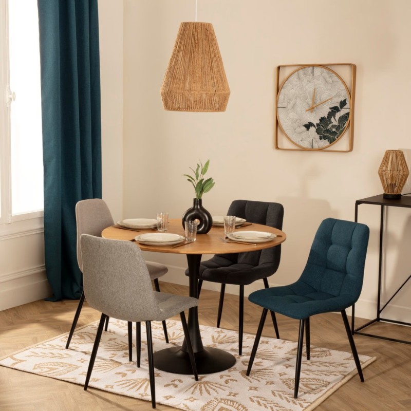 Scaun dining Sirac, picioare din metal negru, textil albastru, H.83 cm, 184905C