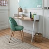 Scaun dining Slano, picioare metal, poliester verde celadon, H.84 cm, 184909B