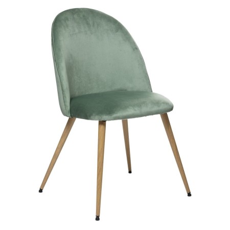Scaun dining Slano, picioare metal, poliester verde celadon, H.84 cm, 184909B