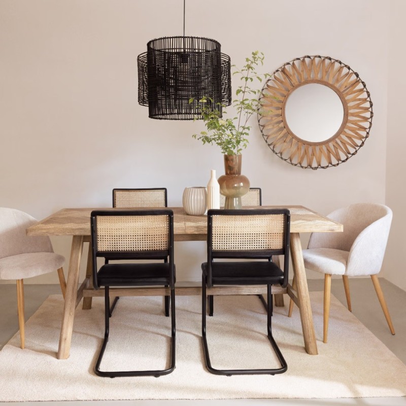 Scaun dining Celeste, metal, poliester crem, H.80 cm, 184913A
