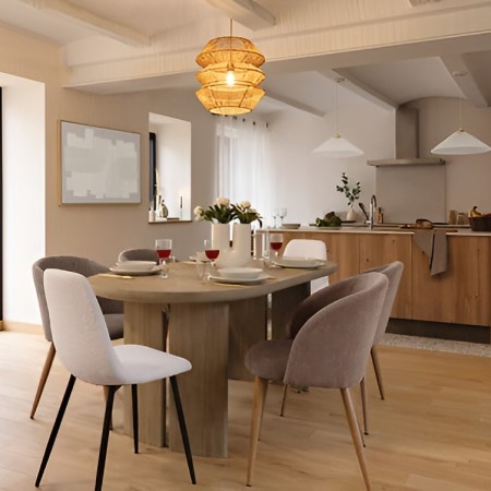 Scaun dining Celeste, metal, poliester taupe, H.80 cm, 184913C