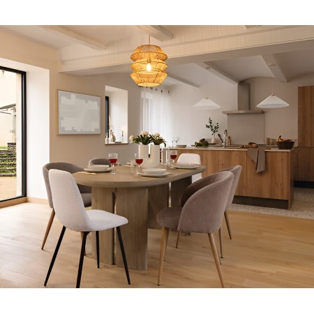 Scaun dining Celeste, metal, poliester taupe, H.80 cm, 184913C