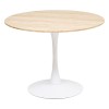 Masa dining Elias, metal, MDF, alba, efect travertin, D.102 cm, 184932B