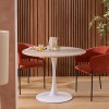 Masa dining Elias, metal, MDF, alba, efect travertin, D.102 cm, 184932B