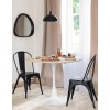 Masa dining Elias, metal, MDF, alba, efect travertin, D.102 cm, 184932B