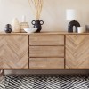 Comoda din lemn de salcam, 7 compartimente, L.180 cm, Aeris, 185032