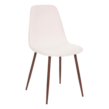 Scaun Roka, metal, lemn, boucle, alb, H.87 cm, 185104 