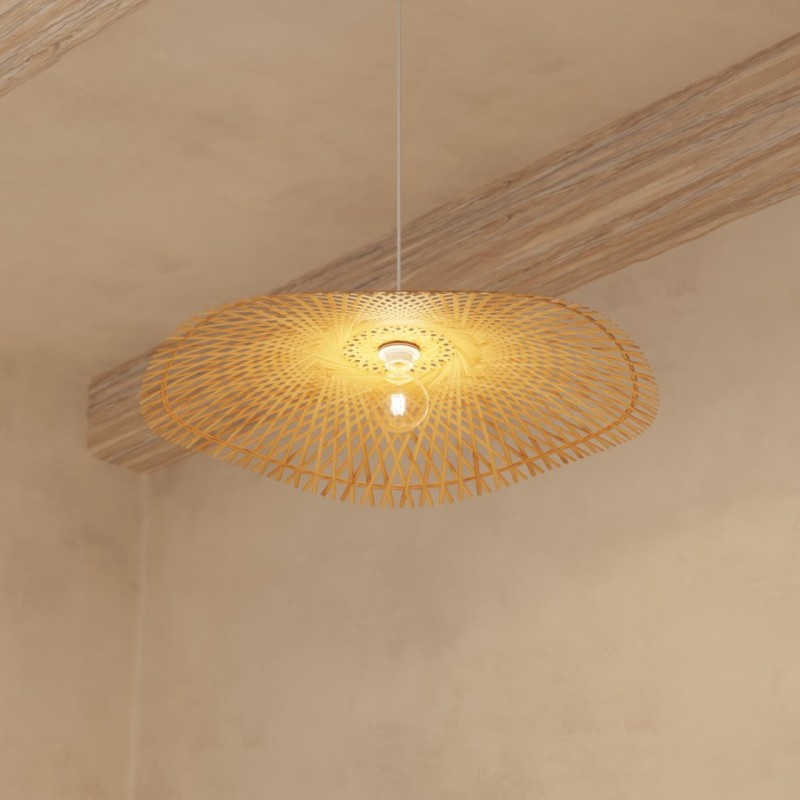 Suspensie Tess, metal, bambus, 1XE27, D.75 cm, 186320