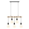 Suspensie Jake, metal, lemn, negru, 5XE27, H.120 cm, 186390
