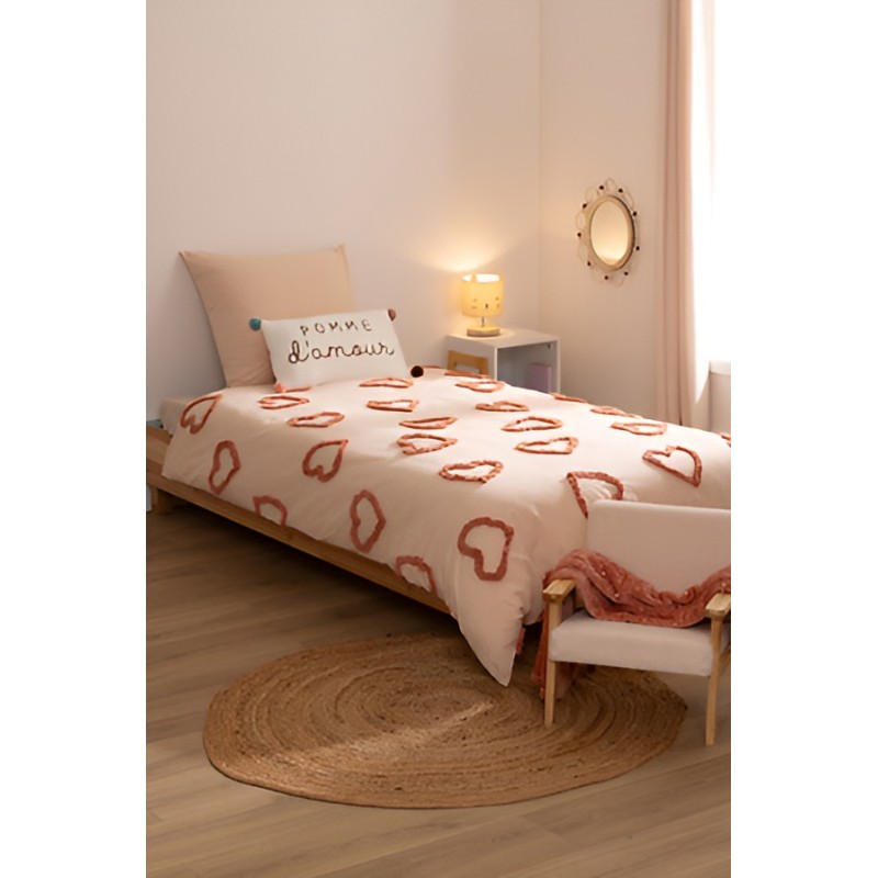 Set lenjerie de pat pentru copii Campagne, 1 persoana, 2 piese, bumbac, roz, 140x200 cm, 188215