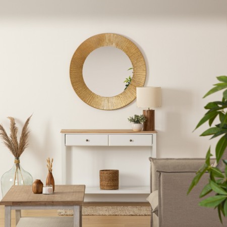Oglinda Milda, rama metal, auriu, D.90 cm, 193134