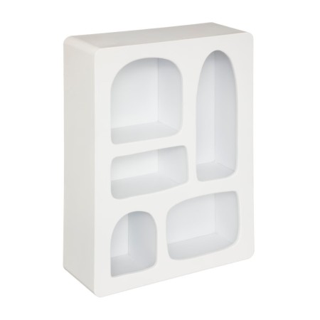 Raft de perete Rivi, lemn, 5 compartimente, alb, H.65 cm, 193212