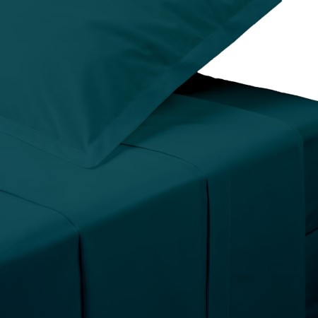 Cearceaf de pat, bumbac percale, bleu, 180x290 cm, 194360Q