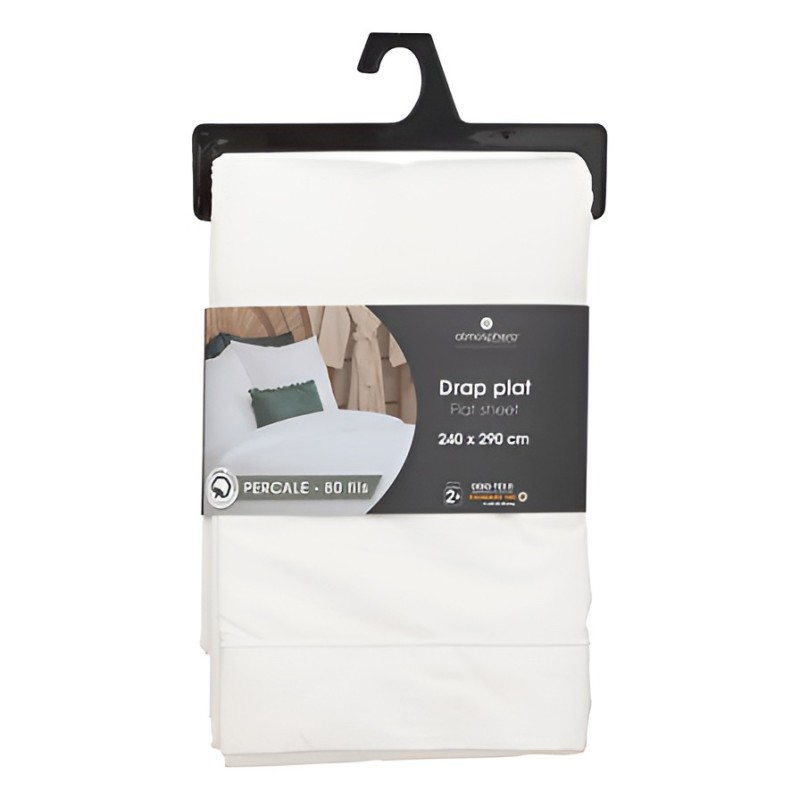 Cearceaf de pat, bumbac percale, alb, 240x290 cm, 194361Z