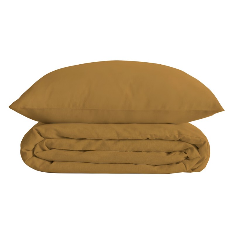Lenjerie de pat Landiha, 2 persoane, 3 piese, bumbac, galben mustar, 260x240 cm, 194370R
