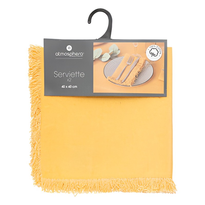 Set 2 servetele Maha, bumbac, galben mustar, 40x40 cm, 194372K