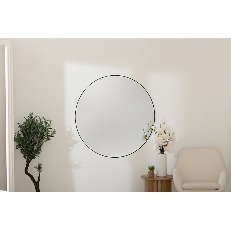 Oglinda Alice rotunda, rama metal, negru, D.110 cm, 195233A